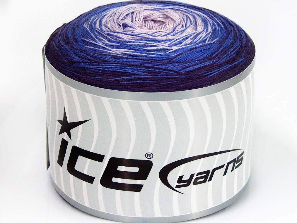 Lot of 2 x 150gr Skeins Ice Yarns CAKES COTTON FINE (50% Cotton) Yarn Dark Purple Lavender Lilac