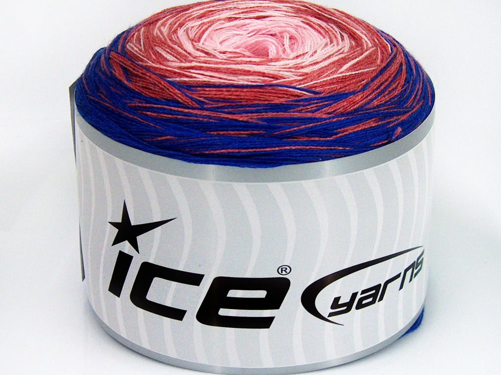 Lot of 2 x 150gr Skeins Ice Yarns CAKES COTTON FINE (50% Cotton) Yarn Blue Pink Shades