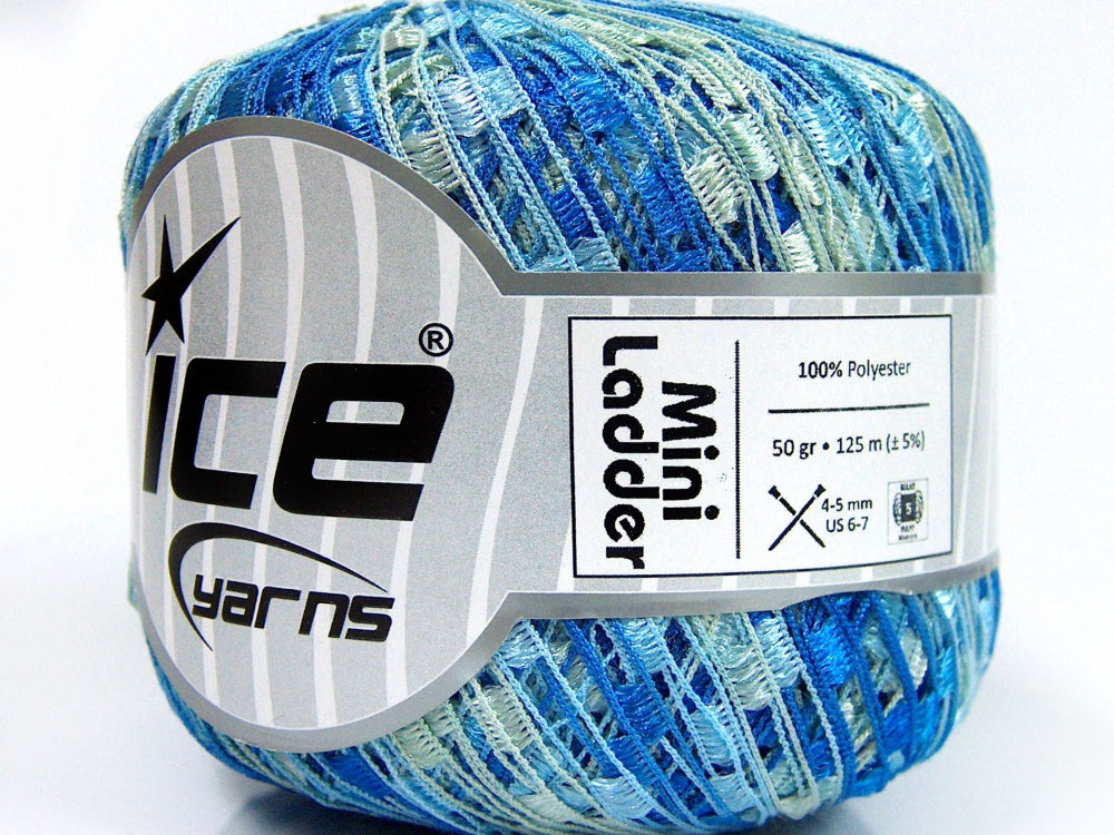 Lot of 6 Skeins Ice Yarns Trellis MINI LADDER Hand Knitting Yarn Blue Shades