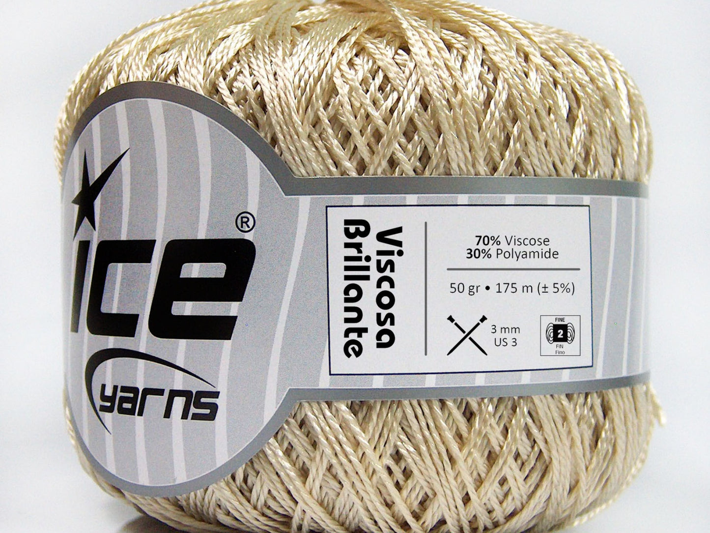 Lot of 6 Skeins Ice Yarns VISCOSA BRILLANTE (70% Viscose) Yarn Camel