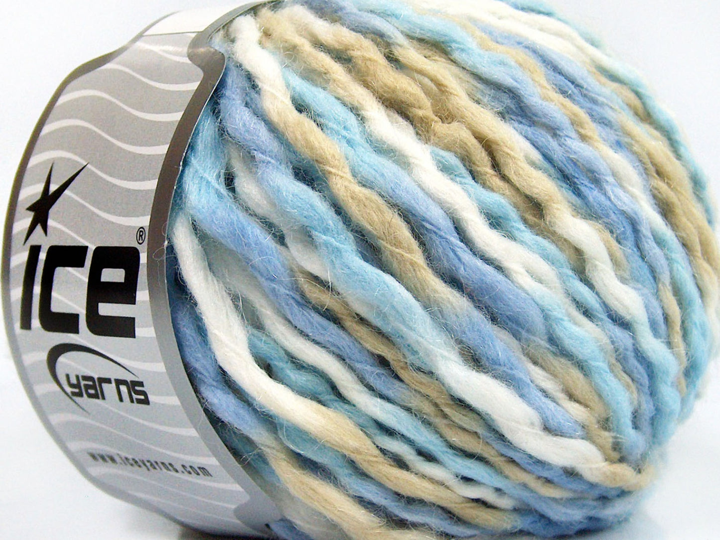 Lot of 8 Skeins Ice Yarns WOOL SUPERBULKY COLOR (30% Wool 10% Mohair) Yarn Blue Shades White Beige