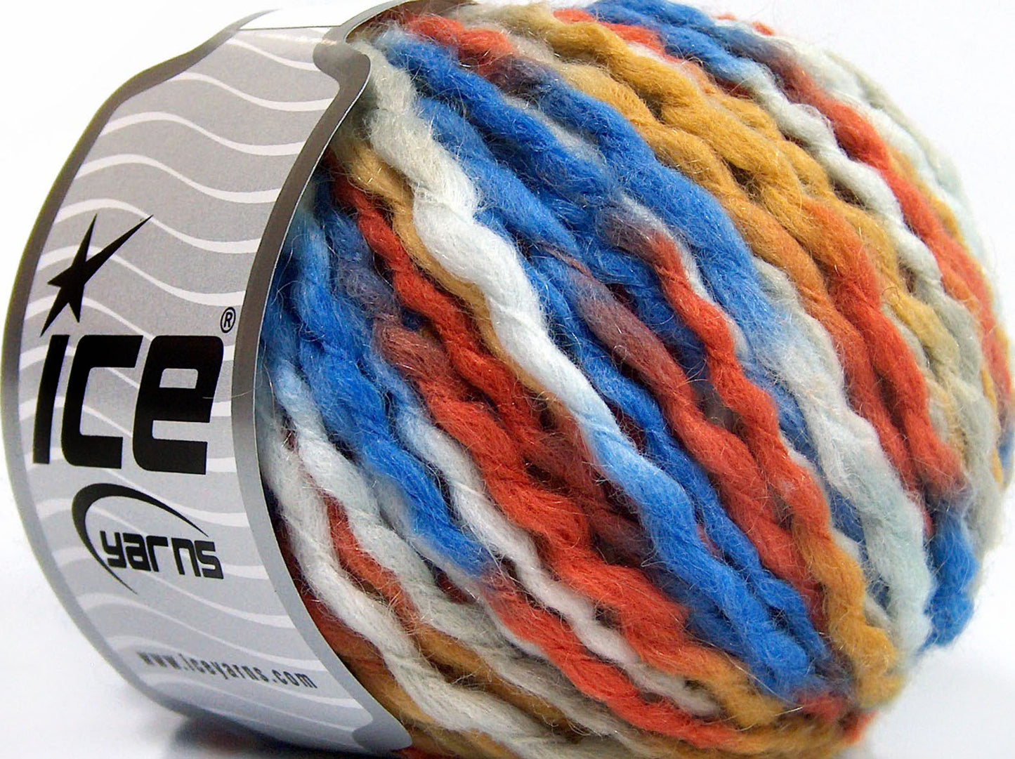 Lot of 8 Skeins Ice Yarns WOOL SUPERBULKY COLOR (30% Wool 10% Mohair) Yarn Blue White Orange Gold
