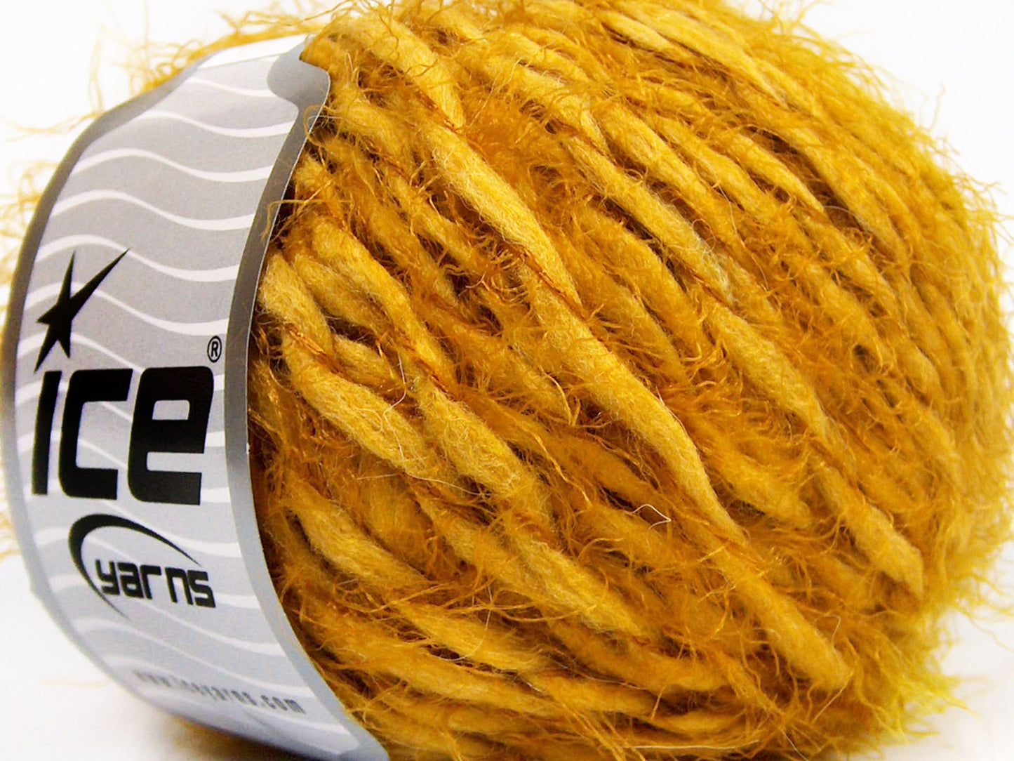 Lot of 8 Skeins Ice Yarns SALE EYELASH (30% Wool) Hand Knitting Yarn Gold