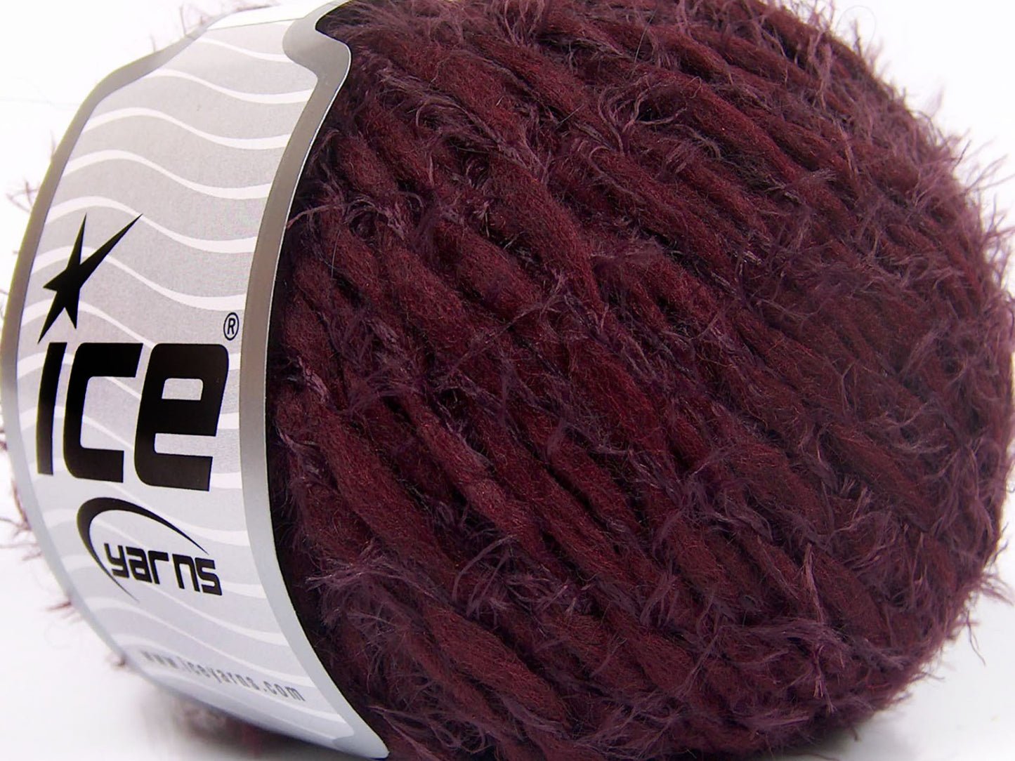 Lot of 8 Skeins Ice Yarns SALE EYELASH (30% Wool) Hand Knitting Yarn Burgundy