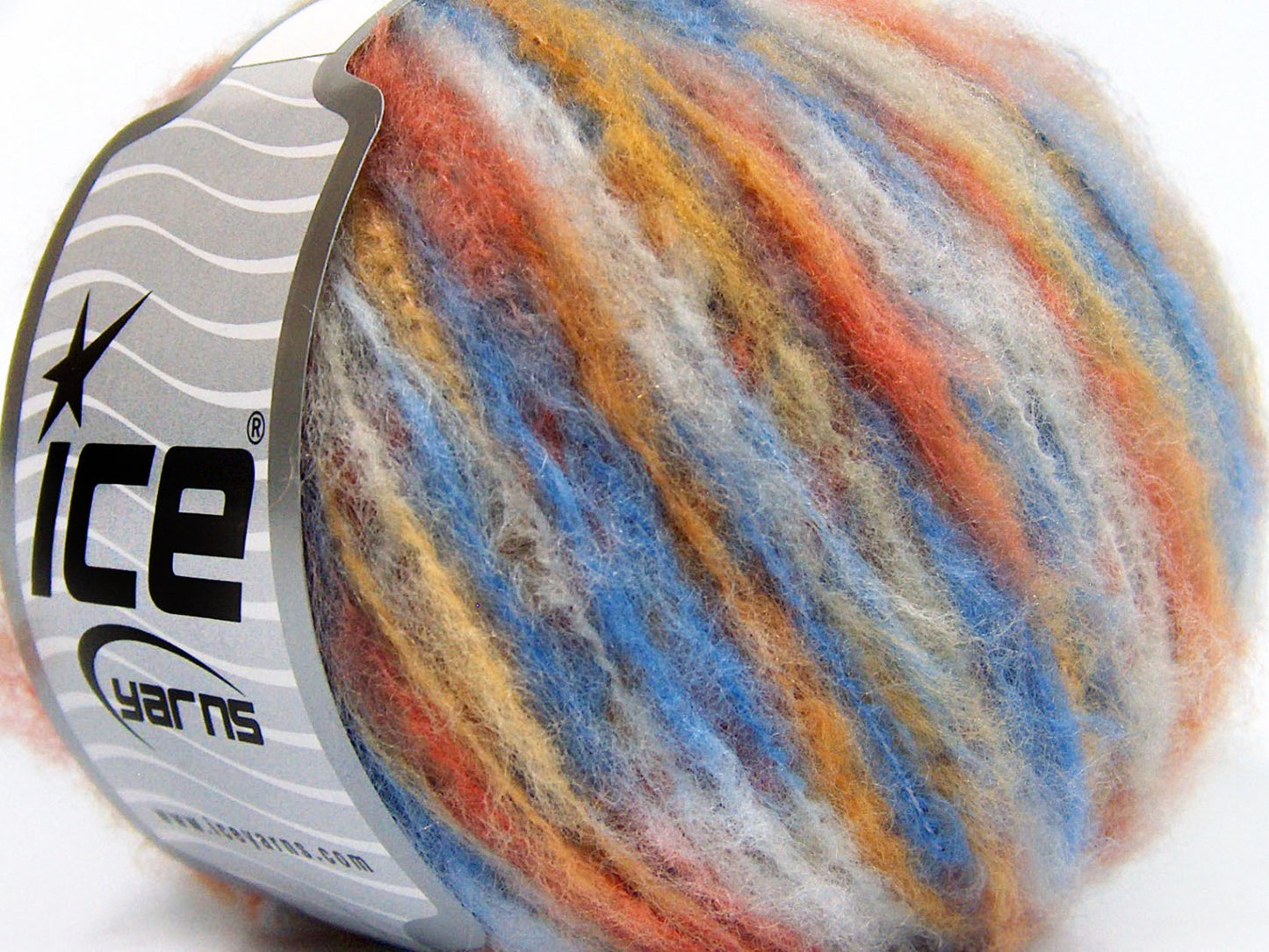 Lot of 8 Skeins Ice Yarns MOHAIR COLOR LIGHT (15% Mohair 10% Wool) Yarn Blue Shades Gold Orange