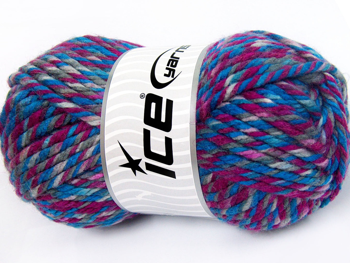 Lot of 2 x 200gr Skeins Ice Yarns SUPERWASH WOOL JUMBO (25% Superwash Wool) Yarn Blue Shades Fuchsia