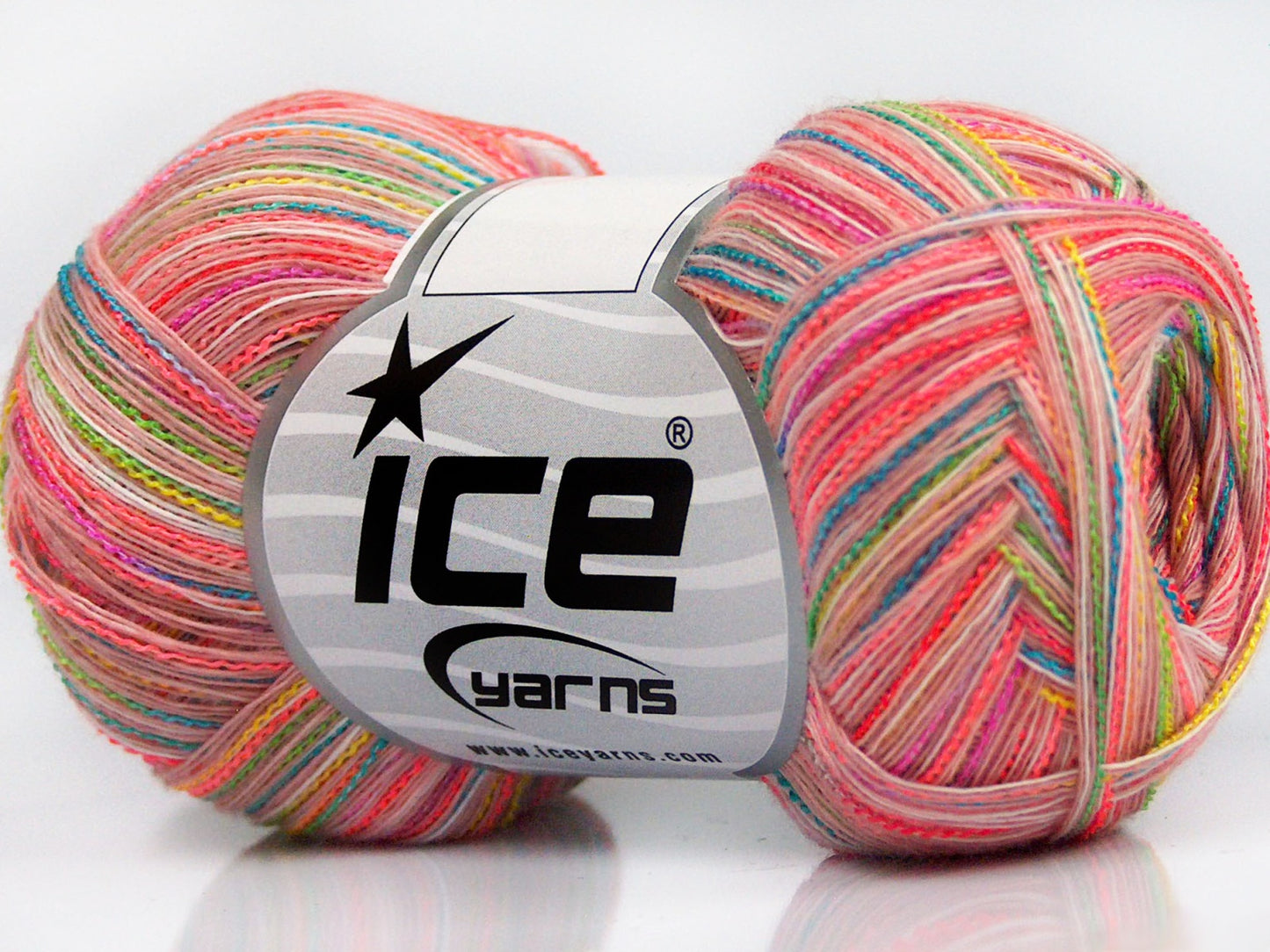 Lot of 8 Skeins Ice Yarns SALE SELF-STRIPING Yarn Salmon Shades Green Turquoise Yellow