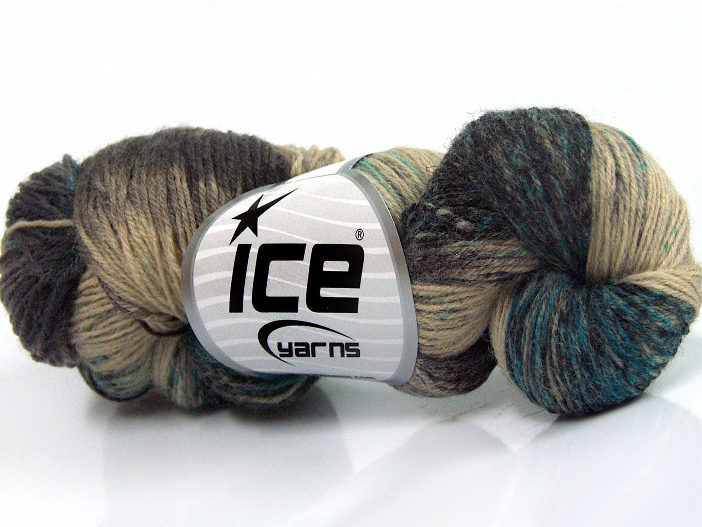 Lot of 4 x 100gr Skeins Ice Yarns HAND DYED SOCK YARN (75% SuperWash Wool) Yarn Camel Shades Black Turquoise