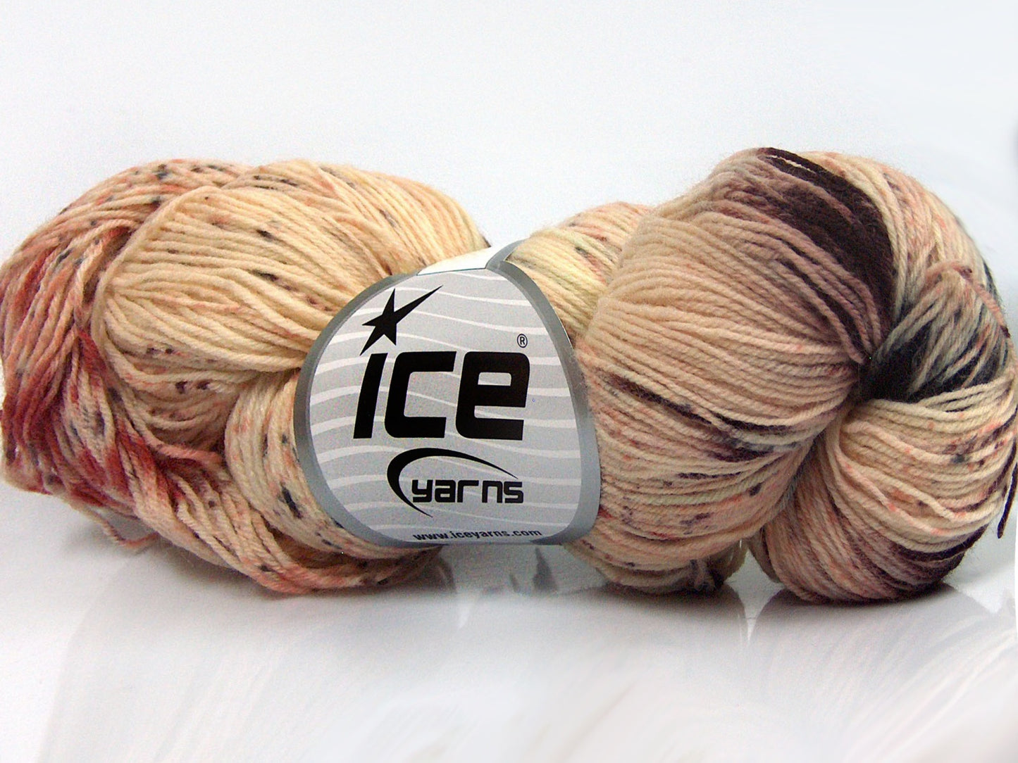 Lot of 4 x 100gr Skeins Ice Yarns HAND DYED SOCK YARN (75% SuperWash Wool) Yarn Pink Cream Maroon Brown