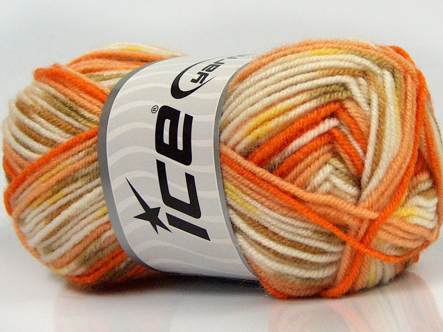Lot of 8 Skeins Ice Yarns MINI BABY DESIGN (25% Wool) Yarn Orange Shades White Brown Shades Yellow