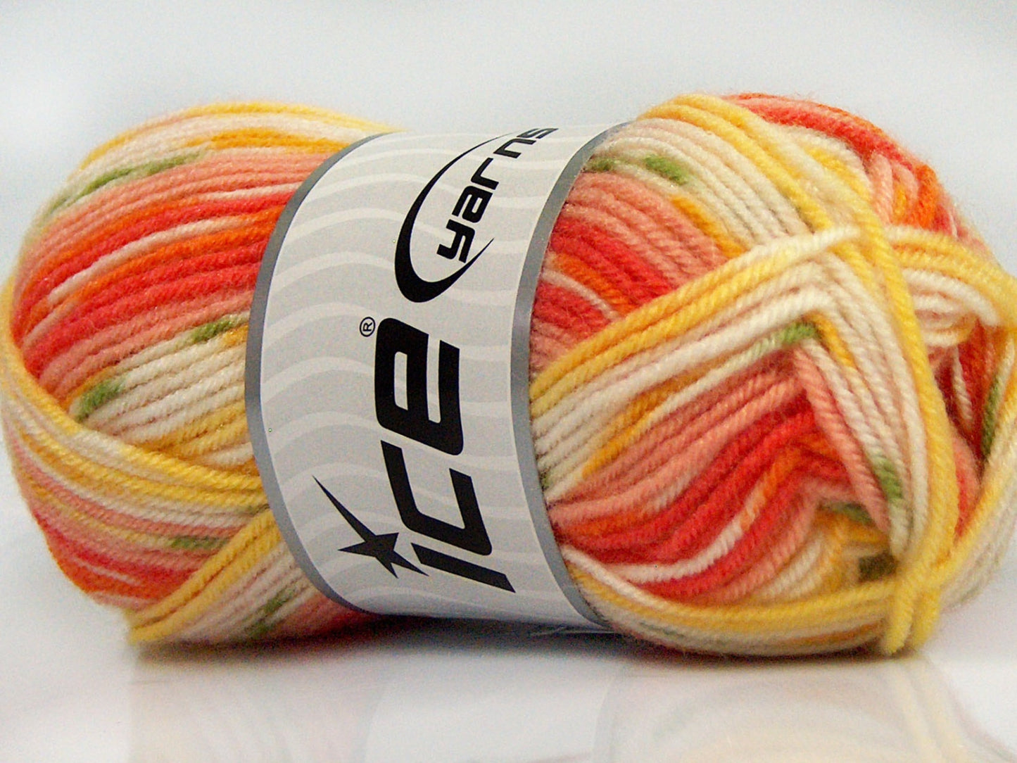 Lot of 8 Skeins Ice Yarns MINI BABY DESIGN (25% Wool) Yarn Salmon Shades Yellow White Green