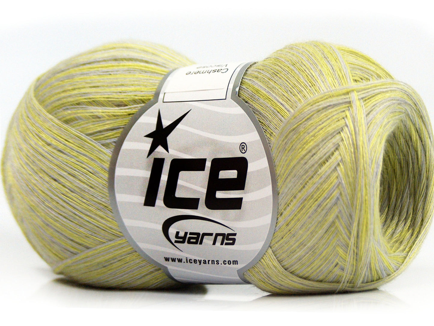 Lot of 8 Skeins Ice Yarns CASHMERE VISCOSE (15% Cashmere 85% Viscose) Yarn Neon Green Light grey