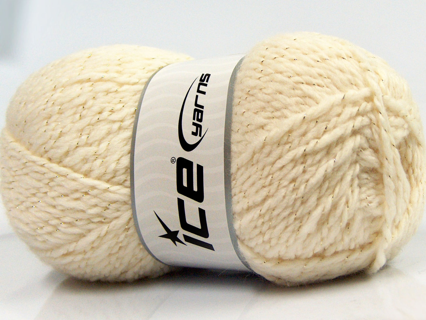 Lot of 4 x 100gr Skeins Ice Yarns BABY WOOL GLITZ (30% Wool) Yarn Ecru