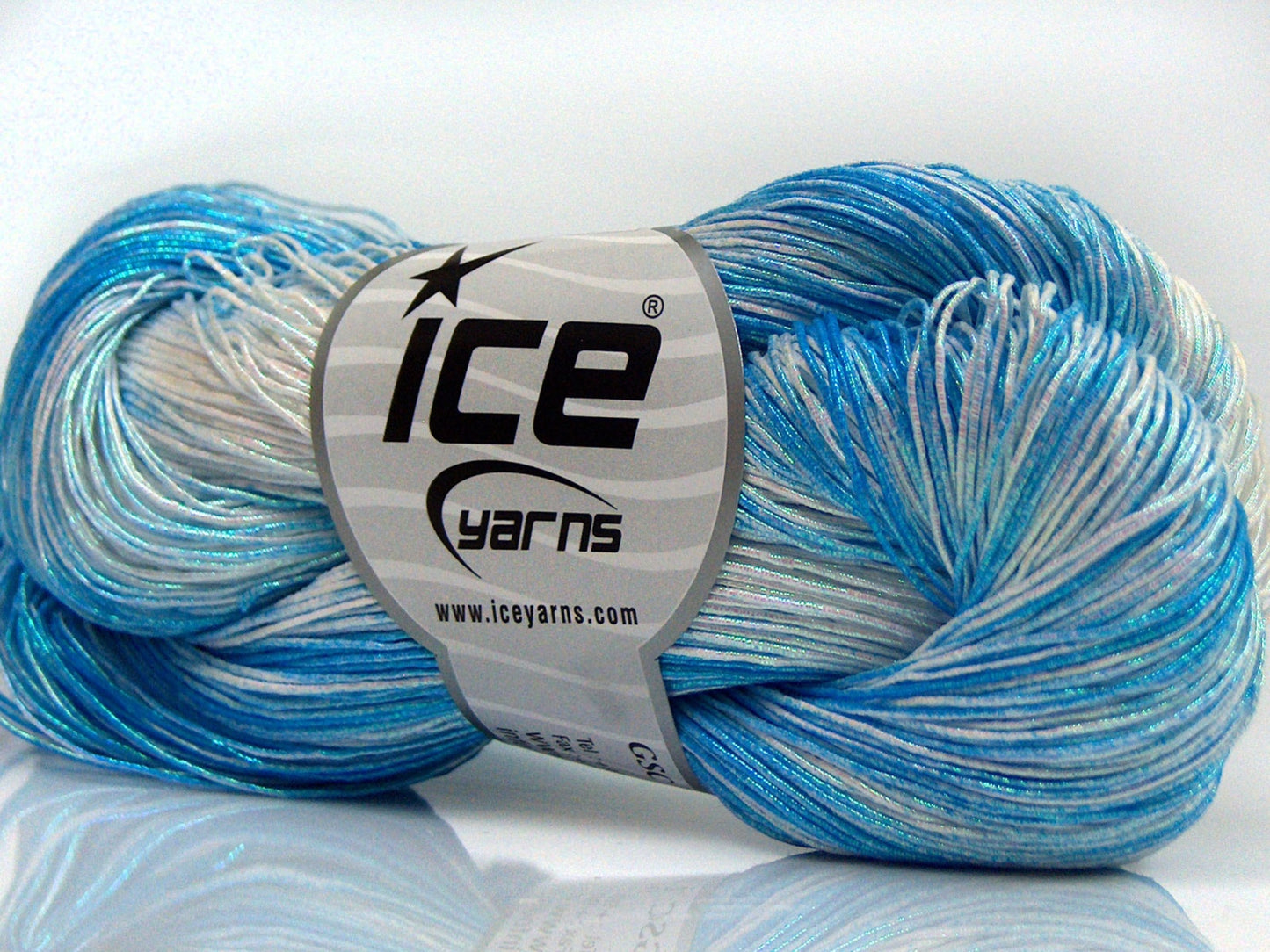 Lot of 3 x 100gr Skeins Ice Yarns SPRAY PAINT (40% Cotton) Yarn Turquoise Shades White
