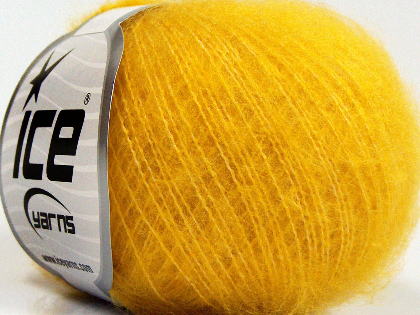 Lot of 10 Skeins Ice Yarns FLUFFY SUPERFINE (20% Wool) Yarn Yellow