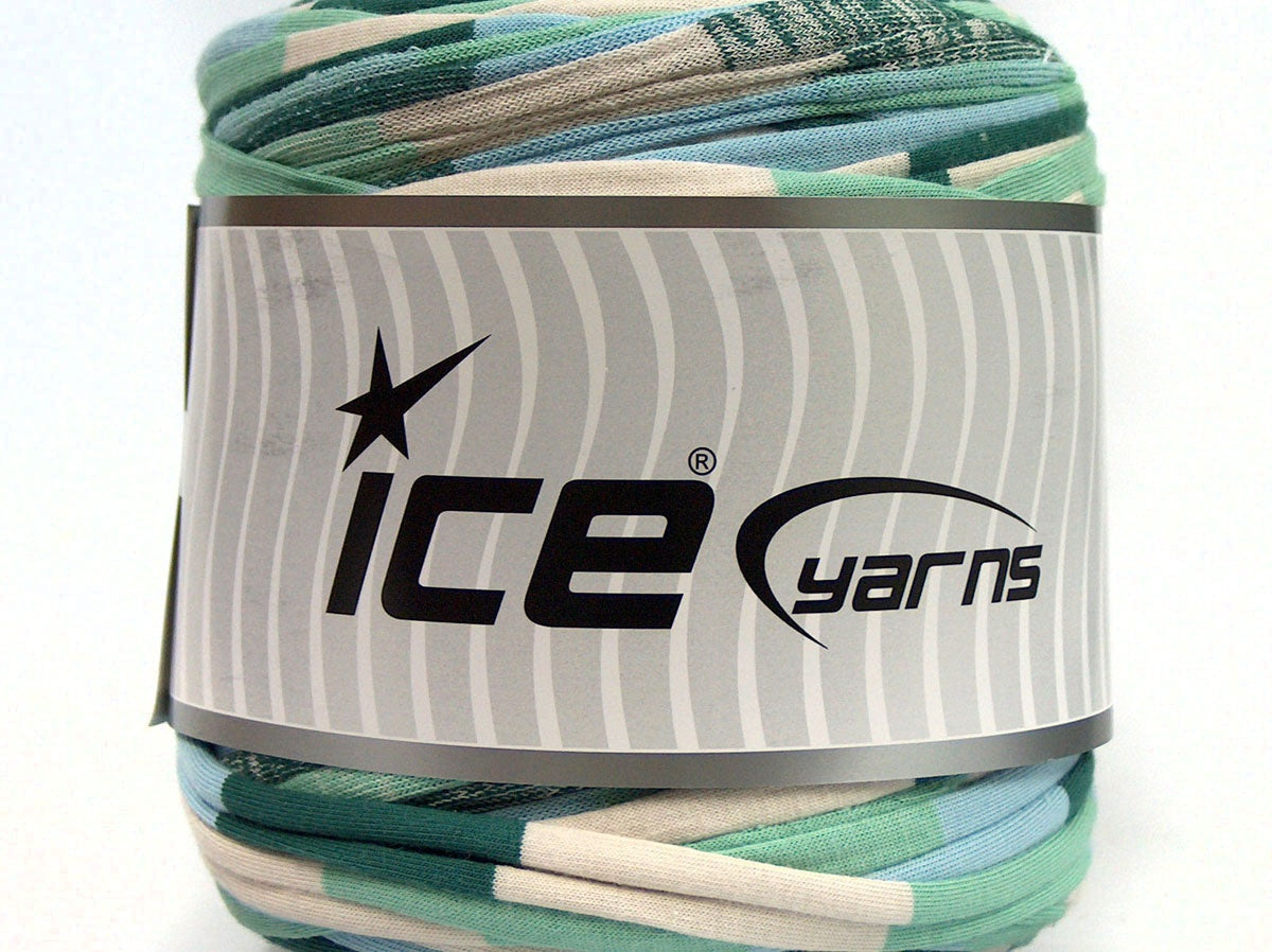 600 gr ICE YARNS UPCYCLED FABRIC 600 (95% Cotton 5% Elastan) Yarn Green Shades