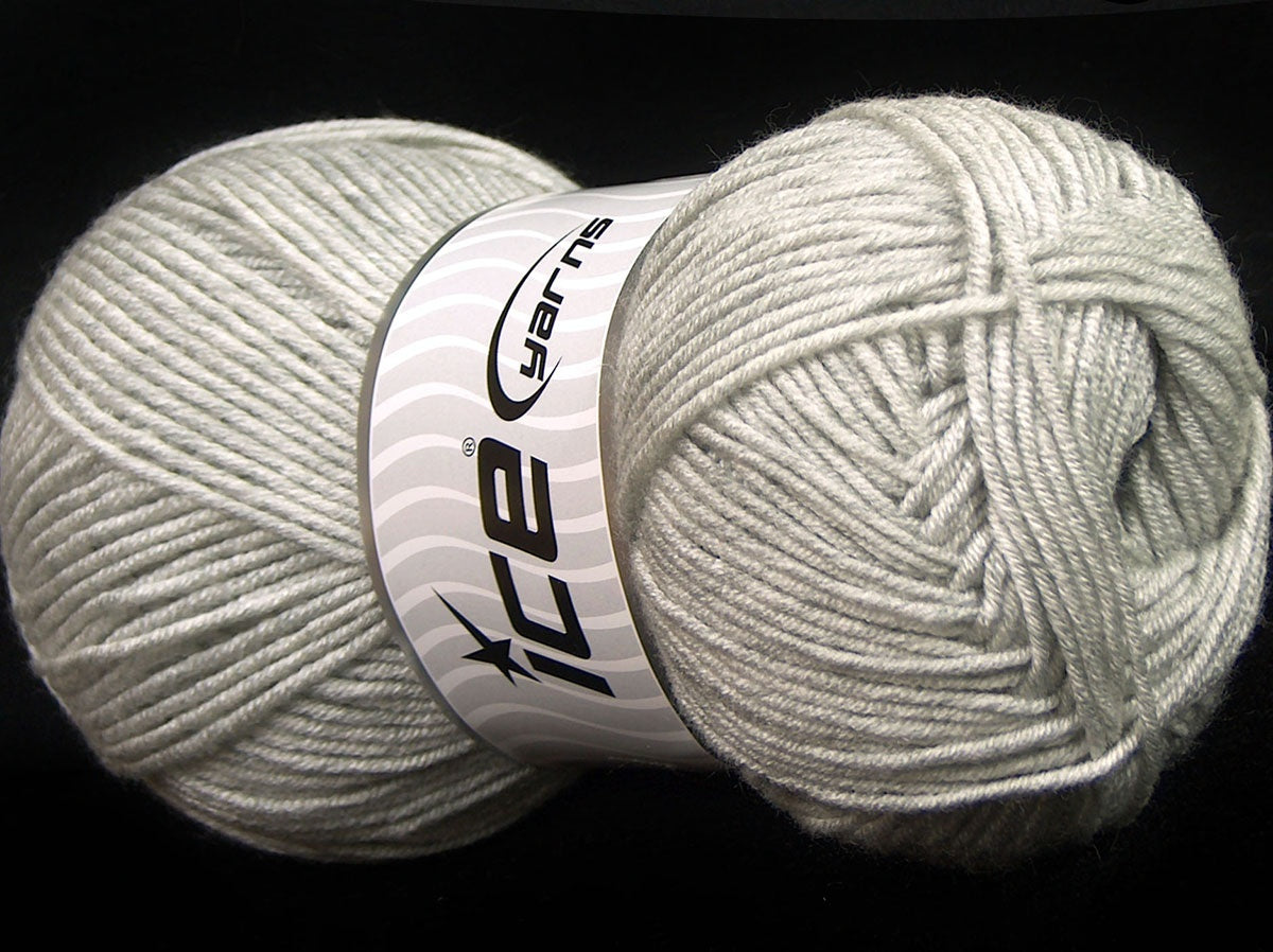 Lot of 4 x 100gr Skeins Ice Yarns SALE PLAIN Hand Knitting Yarn Light Grey