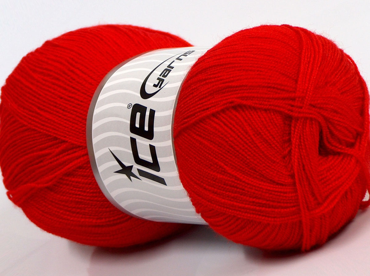 Lot of 4 x 100gr Skeins Ice Yarns KRISTAL Hand Knitting Yarn Red