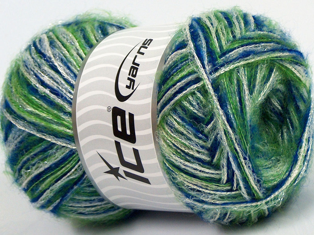 Lot of 4 x 100gr Skeins Ice Yarns SALE WINTER (22% Wool 1% Elastan) Yarn Saxe Blue Green White