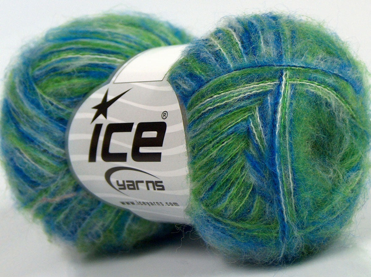 Lot of 8 Skeins Ice Yarns SALE WINTER (16% Wool 1% Elastan) Yarn Blue Green White