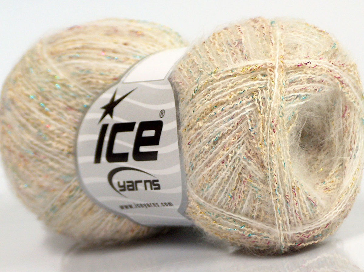 Lot of 8 Skeins Ice Yarns SALE WINTER (17% Wool 20% Cotton) Yarn Cream Gold Pink Turquoise