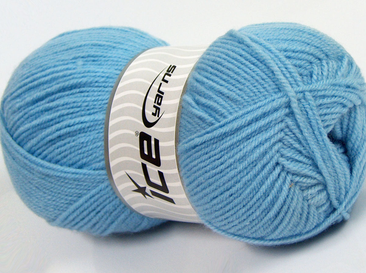 Lot of 4 x 100gr Skeins Ice Yarns SALE PLAIN Hand Knitting Yarn Light Blue