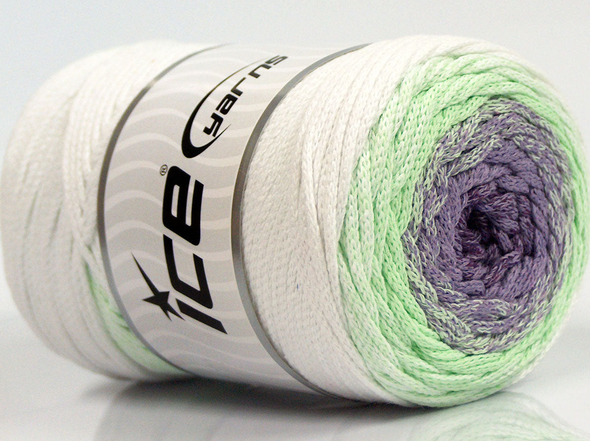 250 gr ICE YARNS MACRAME COTTON MAGIC (100% Cotton) Yarn White Mint Green Lavender Purple
