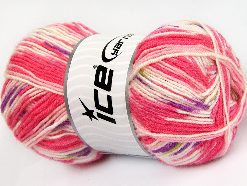 Lot of 4 x 100gr Skeins Ice Yarns SALE BABY (25% Wool) Yarn Pink White