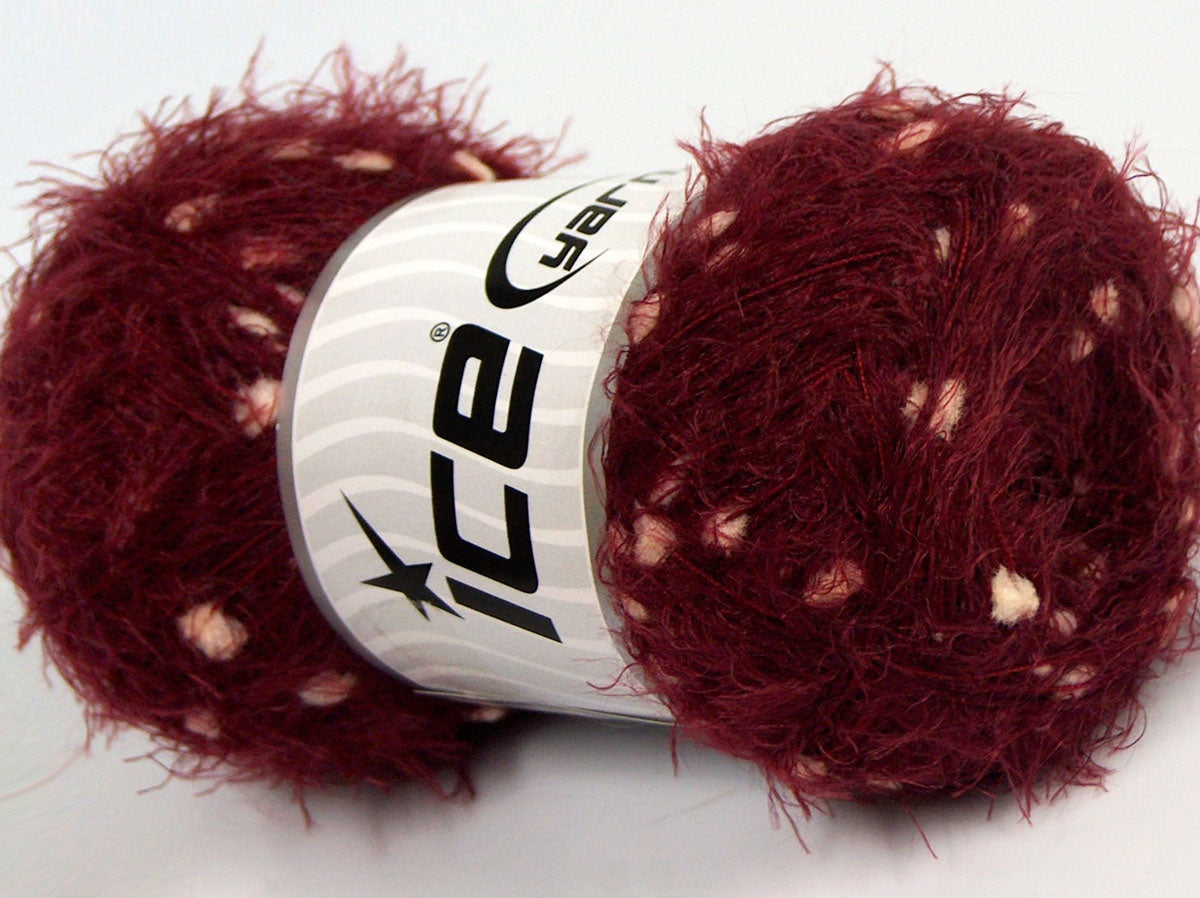 Lot of 4 x 100gr Skeins Ice Yarns SALE POMPOM Yarn Burgundy Powder Pink