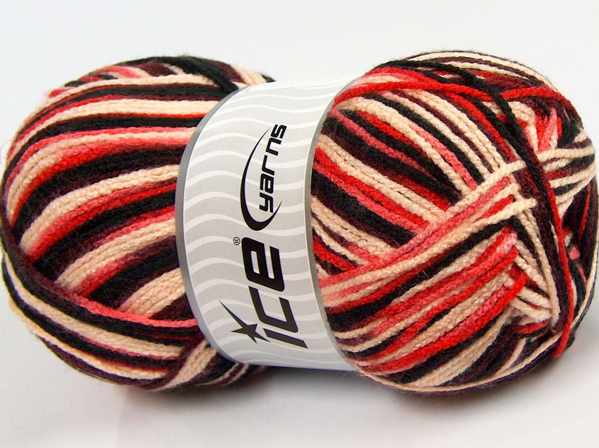 Lot of 2 x 180gr Skeins Ice Yarns MUCHO COLOR Yarn Black Maroon Red Pink Shades