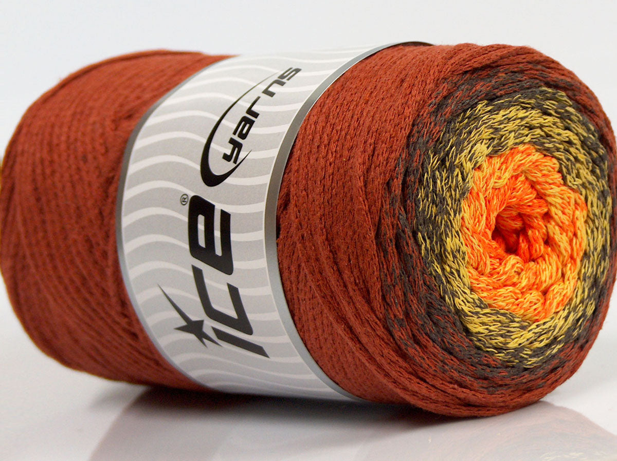 250 gr ICE YARNS MACRAME COTTON MAGIC (100% Cotton) Yarn Copper Brown Yellow Orange