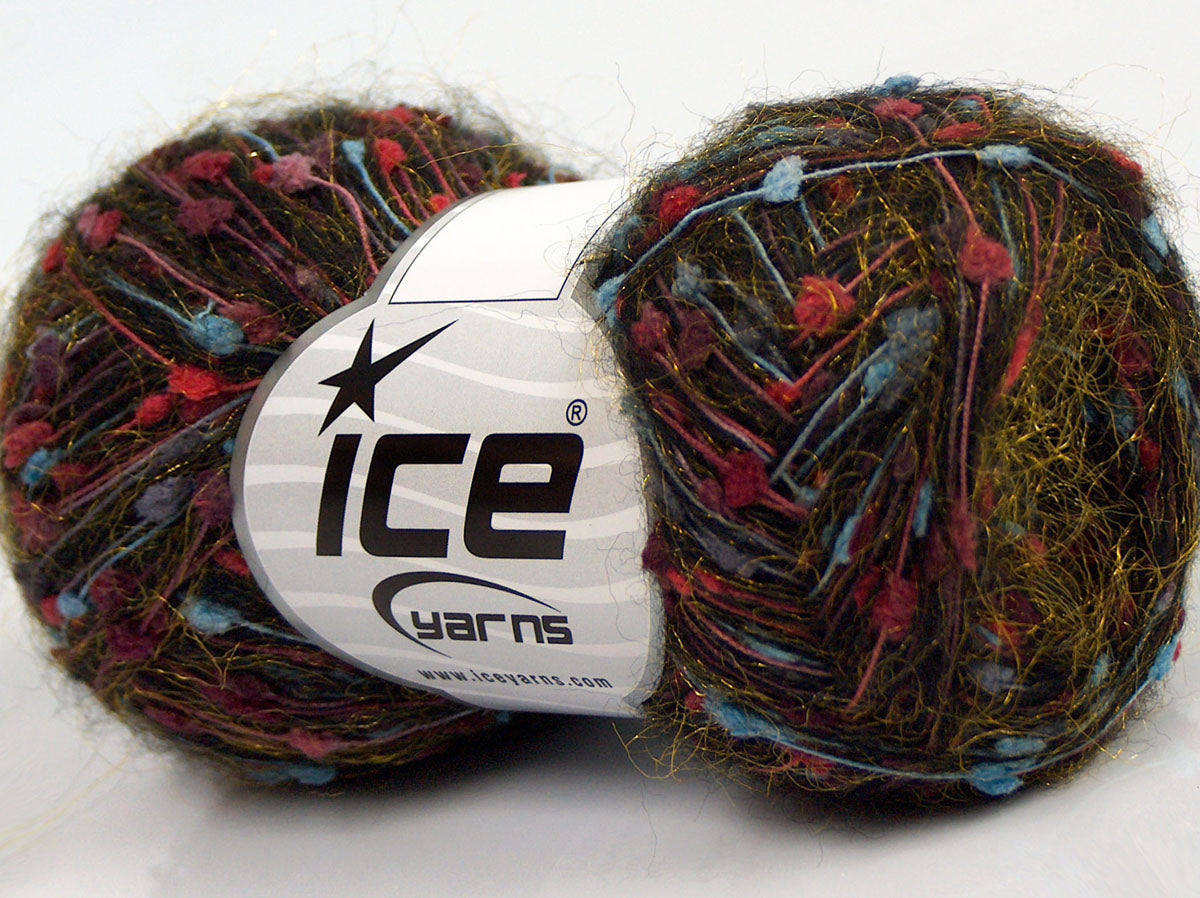 Lot of 8 Skeins Ice Yarns SALE MOHAIR-WOOL BLEND (15% Mohair 20% Wool) Yarn Black Blue Red Maroon