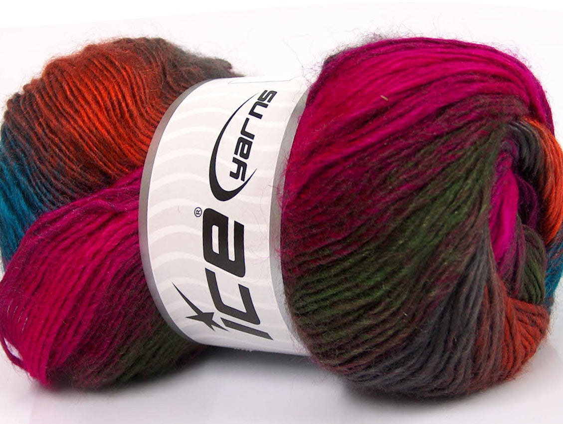 Lot of 4 x 100gr Skeins Ice Yarns SALE SELF-STRIPING Yarn Fuchsia Burgundy Dark Green Copper Turquoise