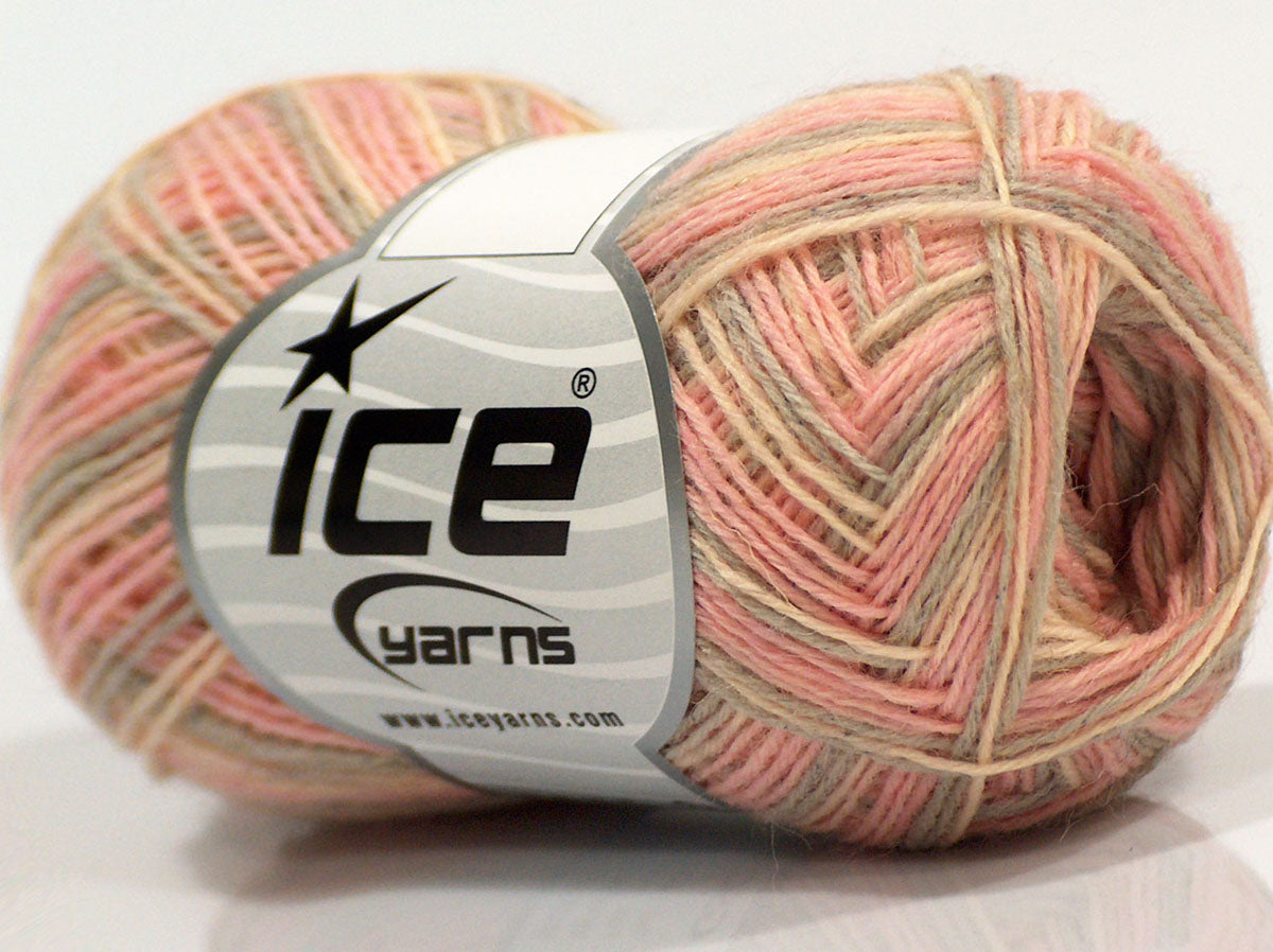 Lot of 8 Skeins Ice Yarns SALE SOCK YARN (75% Superwash Wool) Yarn Pink Shades Grey