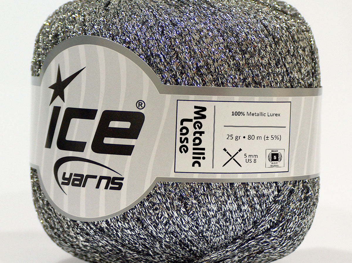 Lot of 6 Skeins Ice Yarns METALLIC LASE Hand Knitting Yarn Silver