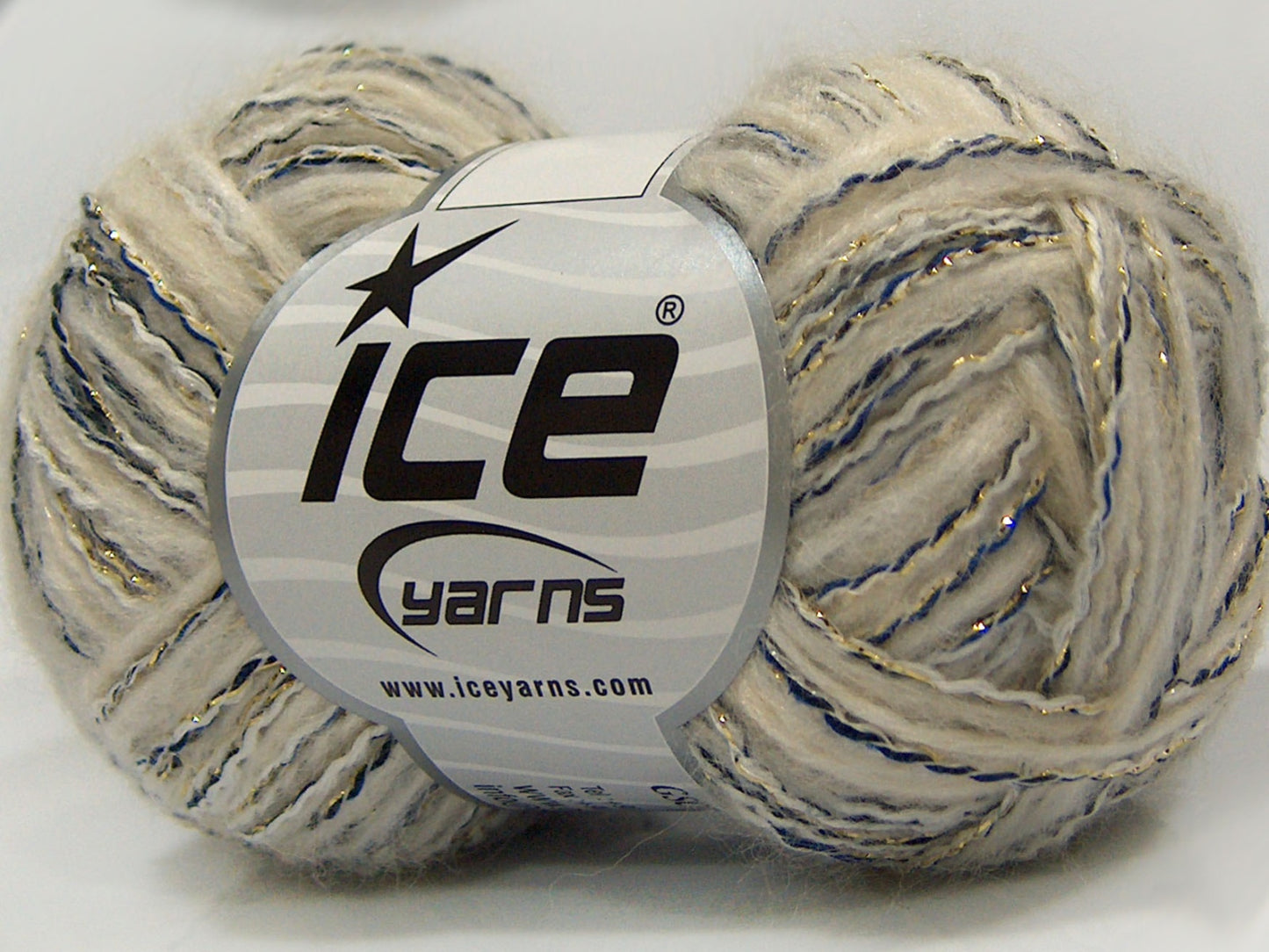 Lot of 8 Skeins Ice Yarns CUSTOM BLEND (25% Wool 10% Viscose) Yarn Ecru Navy Turquoise Gold