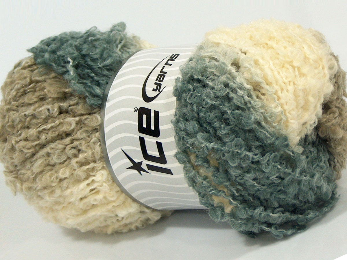 Lot of 4 x 100gr Skeins Ice Yarns BEATRICE (20% Mohair 30% Wool) Yarn Cream Beige Grey