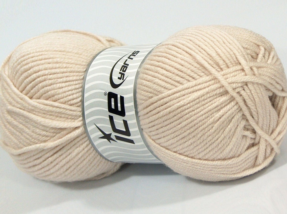 Lot of 2 x 200gr Skeins Ice Yarns SALE PLAIN Hand Knitting Yarn Light Beige