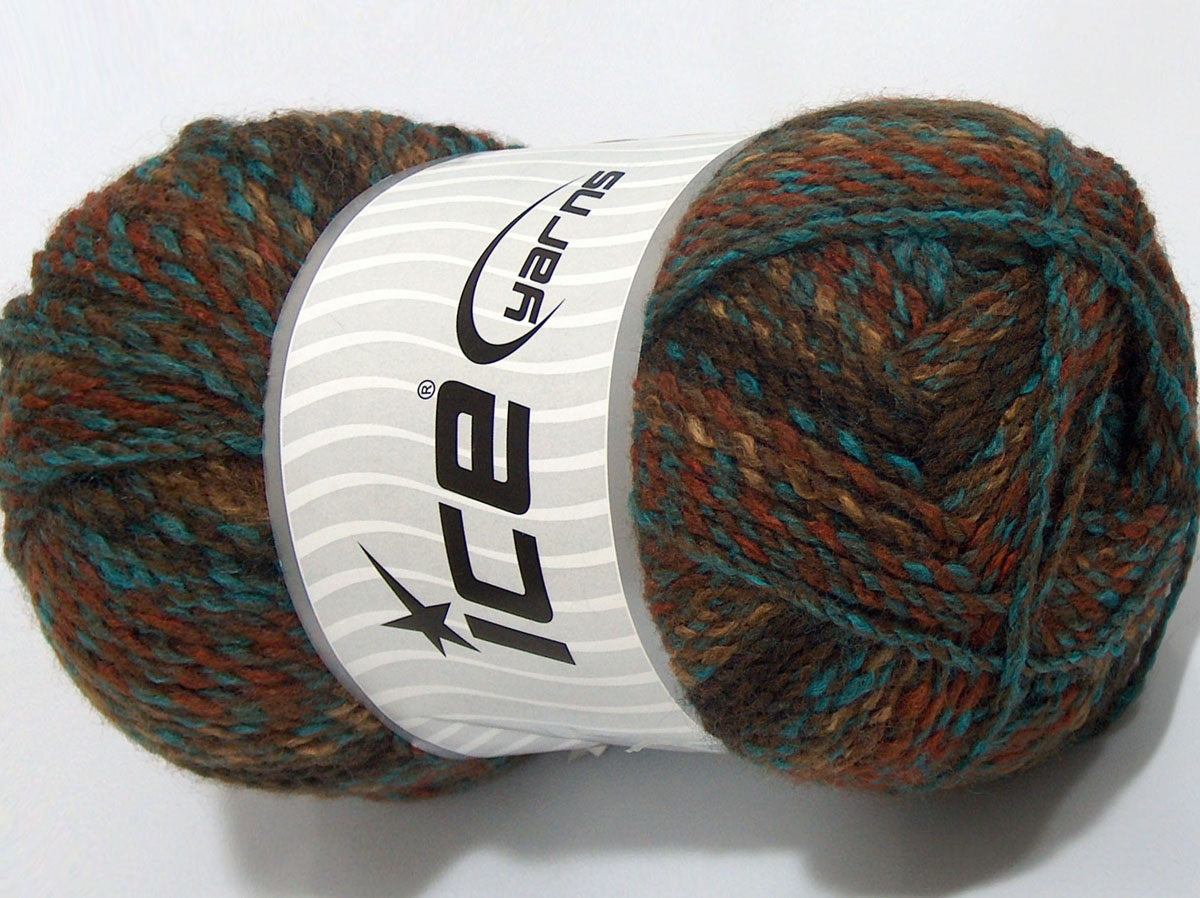 Lot of 2 x 210gr Skeins Ice Yarns SALE SELF-STRIPING Yarn Brown Shades Turquoise