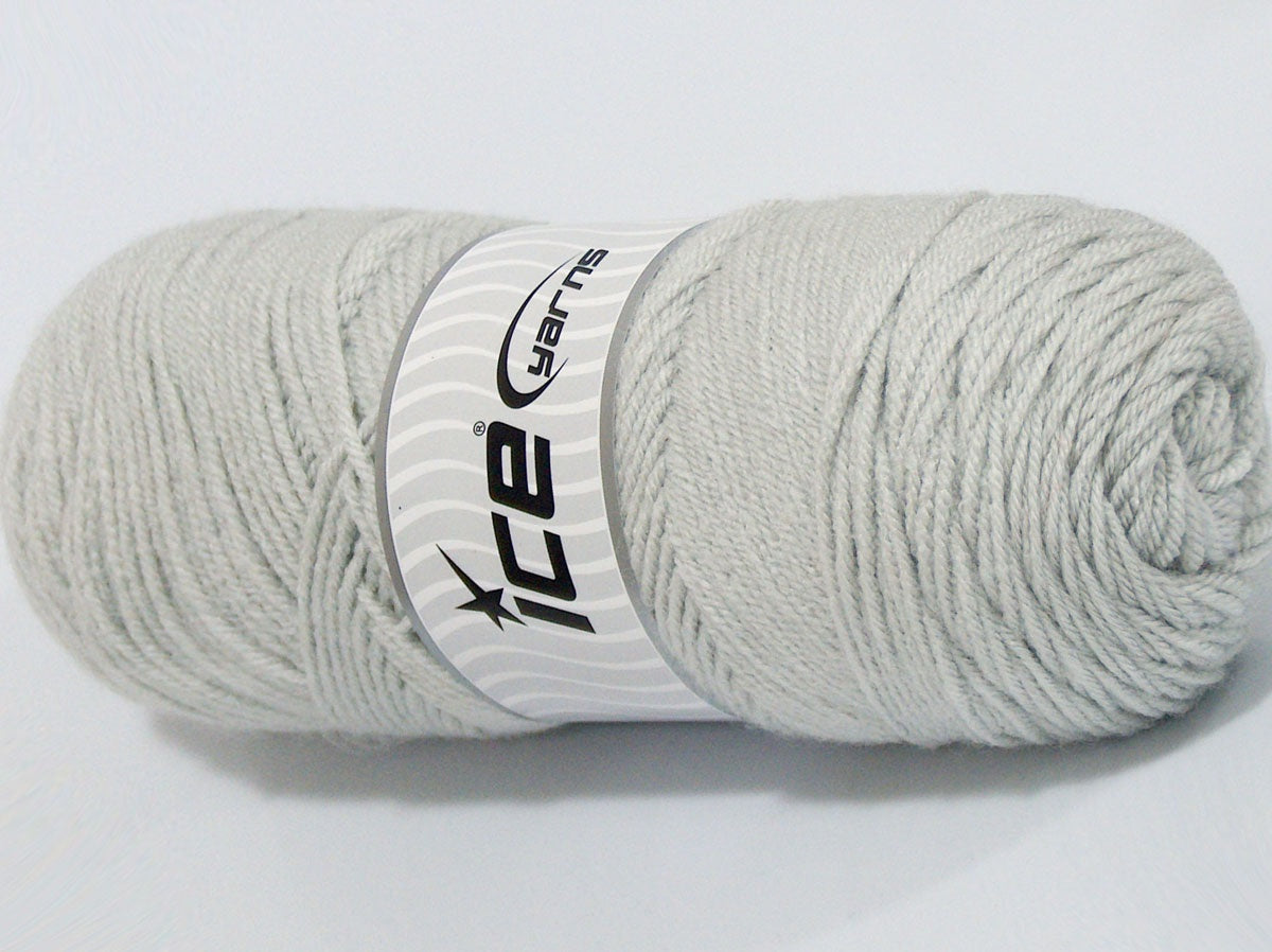 Lot of 2 x 195gr Skeins Ice Yarns SALE PLAIN Hand Knitting Yarn Light Grey