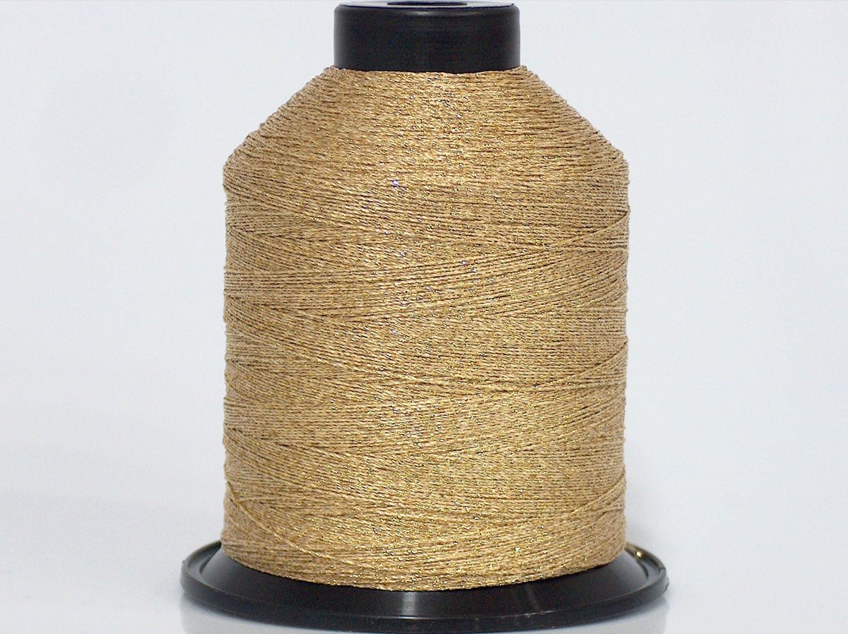 Lot of 2 x 90gr Skeins Ice Yarns METALLIC THREAD CONE Light Gold