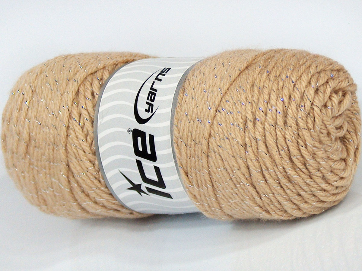 Lot of 4 x 100gr Skeins Ice Yarns SALE SAVER METALLIC Yarn Light Camel