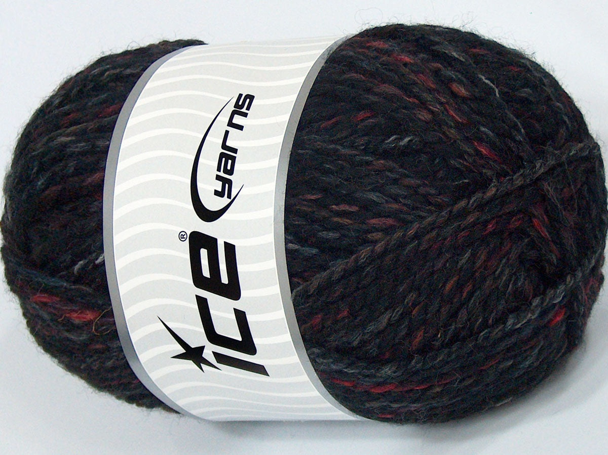 300 gr ICE YARNS SALE SELF-STRIPING (50% Wool) Yarn Black Grey Burgundy