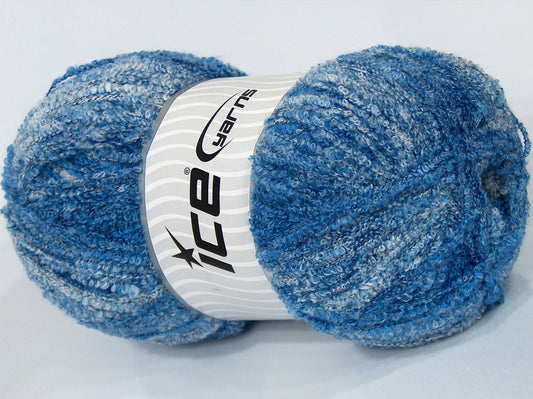 360 gr ICE YARNS SALE BOUCLE (10% Wool) Hand Knitting Yarn Blue Shades