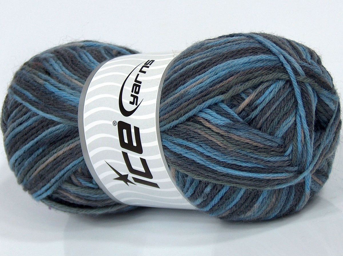 Lot of 3 x 135gr Skeins Ice Yarns SALE SOCK YARN (75% Superwash Wool) Yarn Grey Camel Blue