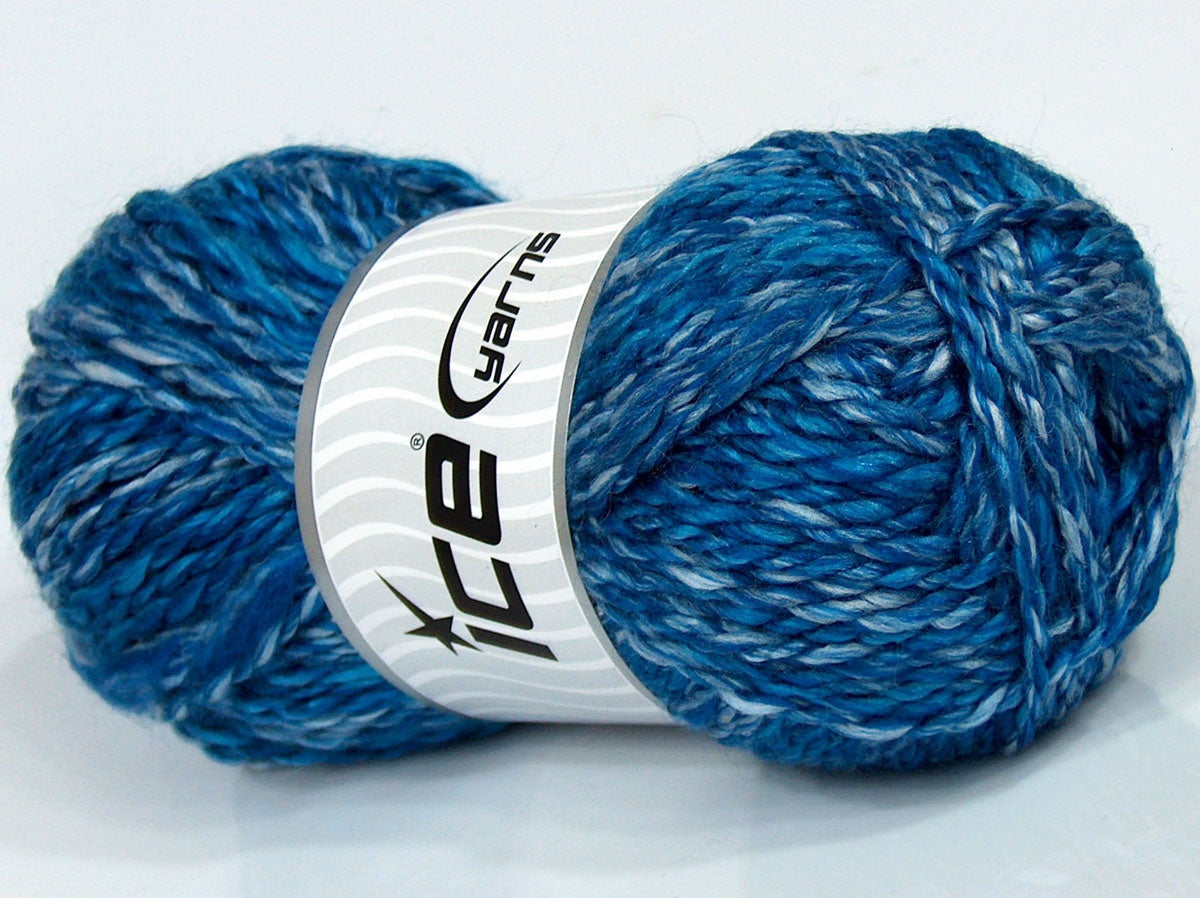 Lot of 4 x 100gr Skeins Ice Yarns SALE SELF-STRIPING Yarn Blue Shades White