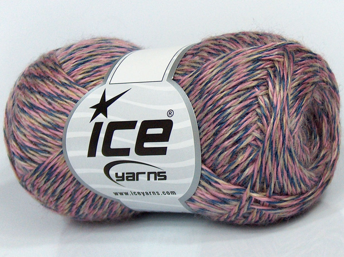 Lot of 6 Skeins Ice Yarns SALE SELF-STRIPING Yarn Pink Blue Camel Grey