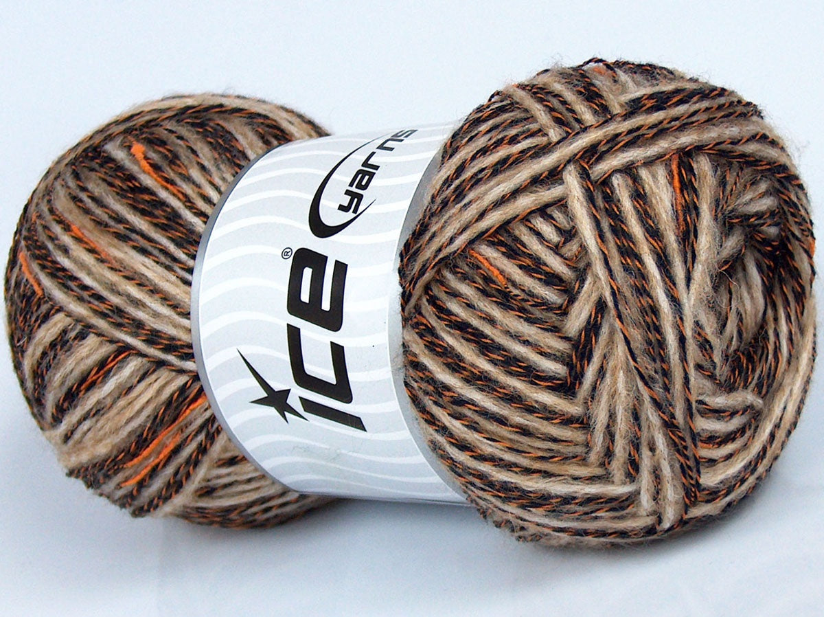 Lot of 4 x 100gr Skeins Ice Yarns CUSTOM BLEND (30% Wool) Yarn Black Gold Light Brown