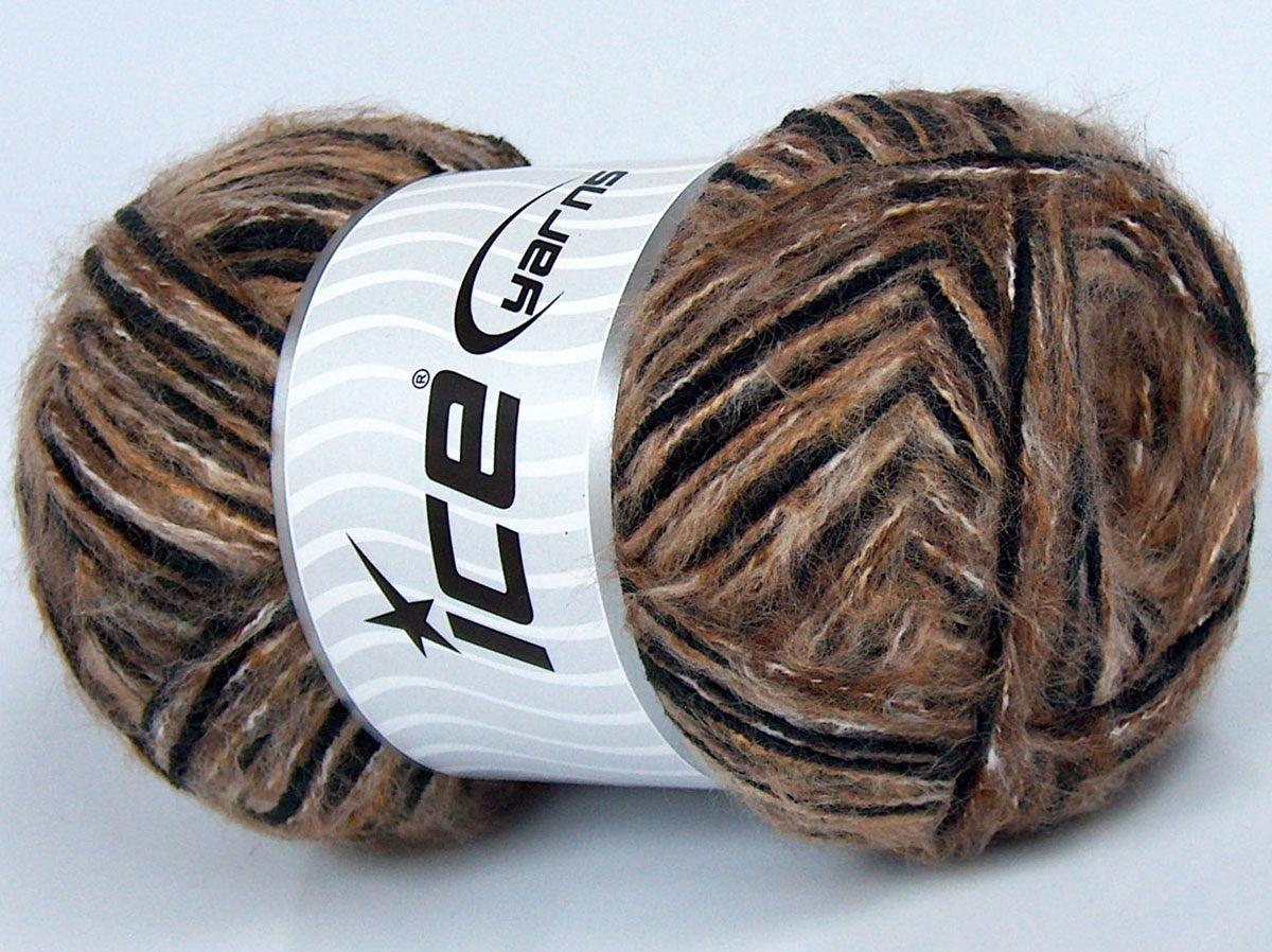 Lot of 4 x 100gr Skeins Ice Yarns CUSTOM BLEND (5% Wool) Yarn Brown Shades Black