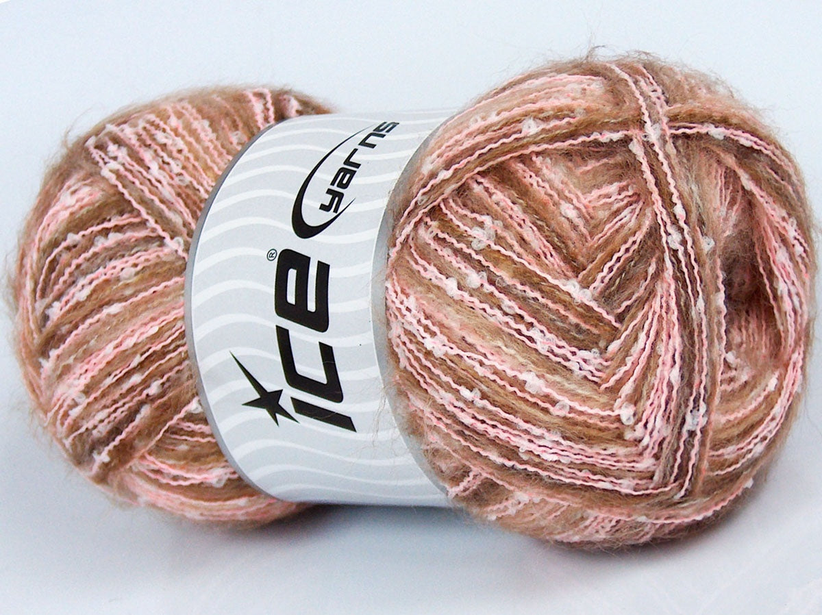 Lot of 4 x 100gr Skeins Ice Yarns CUSTOM BLEND (5% Wool) Yarn Brown Shades Pink